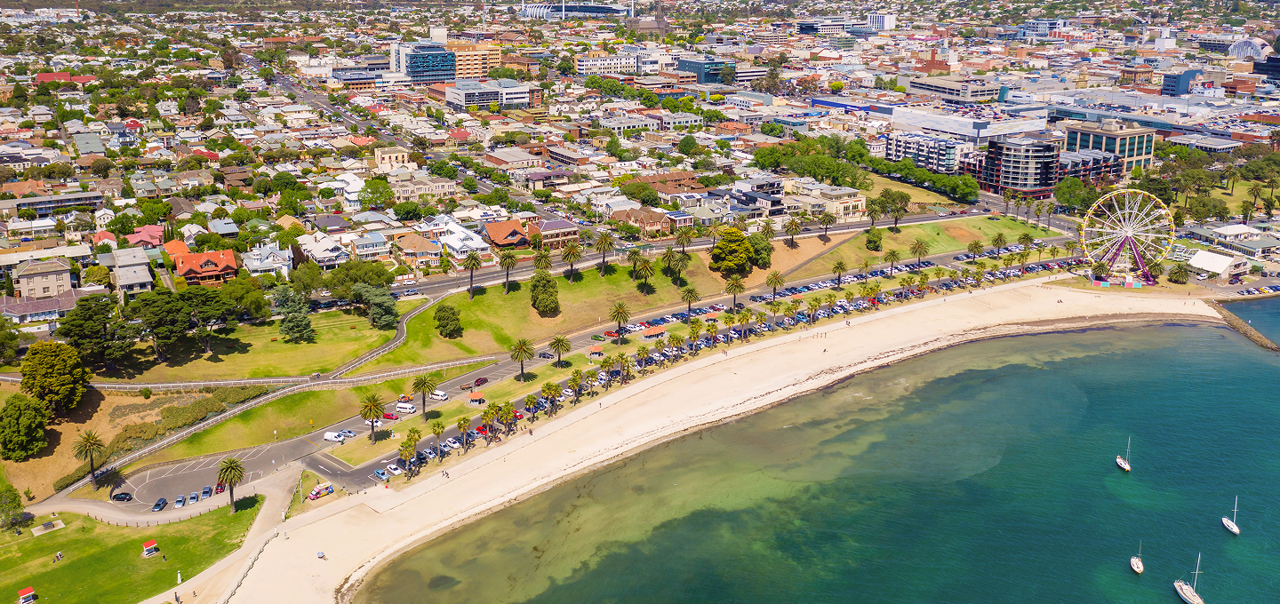 aerial of Geelong waterfront