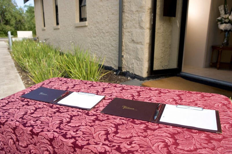 Attendance book in front of Lara Chapel
