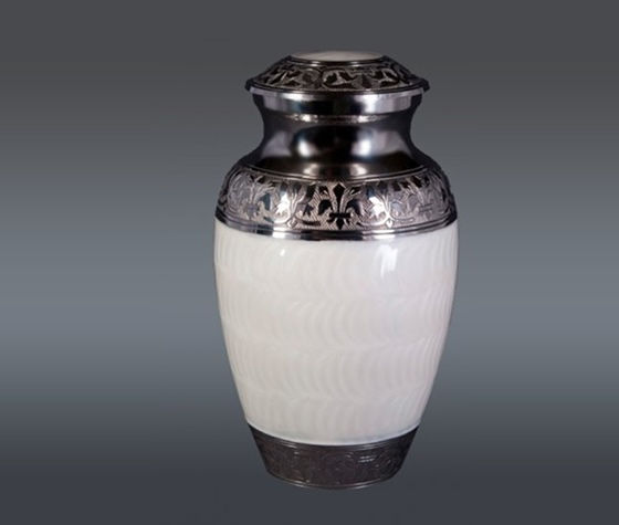 White Enamel Nickel Urn